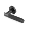 IRONMONGERY SOLUTIONS Latch Pack of Door Handle, Tubular Latch & Hinges - Pack of Door Handle in Matt Black Finish