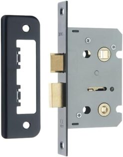 IRONMONGERY SOLUTIONS Bathroom Pack of Door Handle,Bathroom Locks,Turn & Release & Hinges - Pack of Door Handle in Matt Black Finish