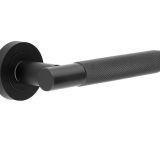 Frelan Hardware Bari Knurled Aluminium Door Handles On Round Rose, Matt Black