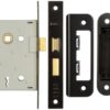 IRONMONGERY SOLUTIONS Lock Pack of Door Handle, 2 Lever Sashlocks, Escutcheon & Hinges - Pack of Door Handle in Matt Black Finish