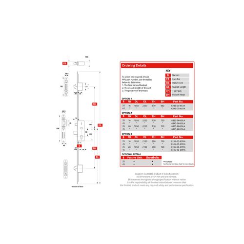 2 Hook Euro Cylinder Multi Point Door Lock – Standard Hook