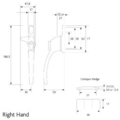 Charisma Cockspur Locking Window Handle Right Hand