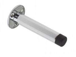 Quality wall mounted skirting door stop with face fix rose 80mm projection zab09b (polished chrome)