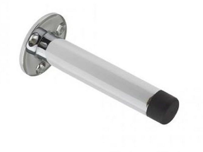 Quality wall mounted skirting door stop with face fix rose 80mm projection zab09b (polished chrome)