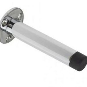 Quality wall mounted skirting door stop with face fix rose 80mm projection zab09b (polished chrome)