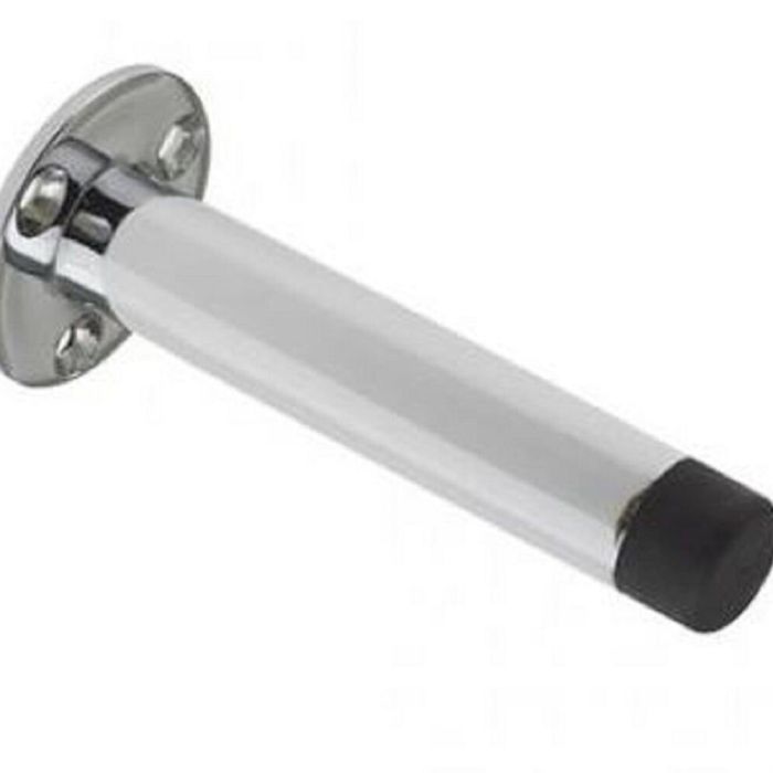 Quality wall mounted skirting door stop with face fix rose 80mm projection zab09b (polished chrome)