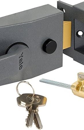 Nightlatch, High Security with Automatic Deadlock, Dark Metallic Gray/Brass