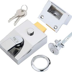 Deadlocking Nightlatch, Chrome Finish, High Security with Automatic Deadlock