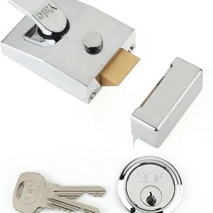 Deadlocking Nightlatch, Chrome Finish, High Security with Automatic Deadlock
