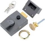 Nightlatch, High Security with Automatic Deadlock, Dark Metallic Gray/Brass