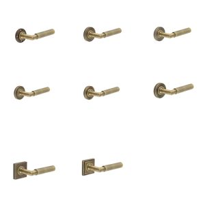Burlington Piccadilly Knurled Door Handles ( Antique Brass)