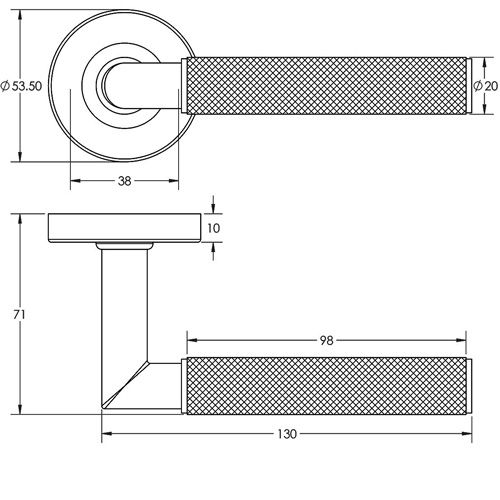Three One Six Linear Knurled Door Handle