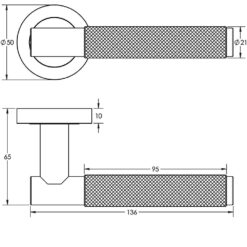 Frelan Bari Knurled Lever Rose Door Handles - Multiple Finishes - Image 2