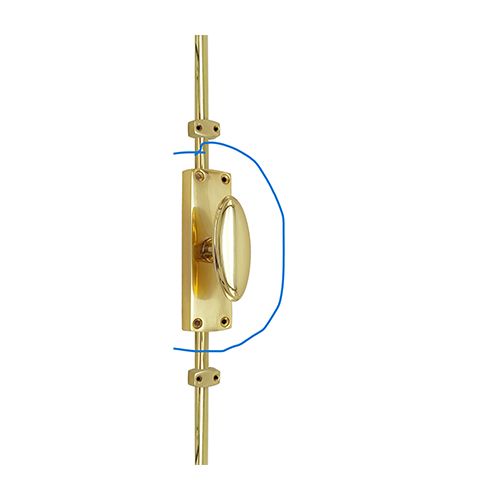 Oval Knob Door Espagnolette Bolt/Cremone Bolt Upto 2500mm – Polished Brass(Upto 8 Feet)