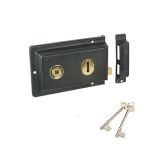 Victorian Style Rim Sashlock Rim Door Latch Lock Old Retro Reversible - Black