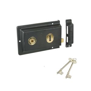 Victorian Style Rim Sashlock Rim Door Latch Lock Old Retro Reversible – Black
