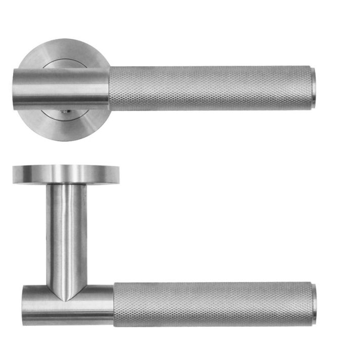 Zoo Hardware Rosso Tecnica Orta Grade 304 Stainless Steel Knurled Lever On Round Rose – RT060 (sold in pairs)