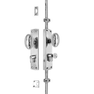Oval Knob Locking Brass Door Espagnolette Bolt/Cremone Bolt Upto 8.5′ – Polished Chrome