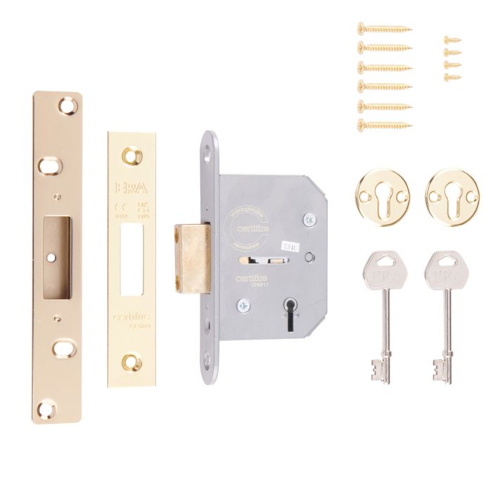 ERA Viscount 5 Lever Mortice Deadlock – Brass Finish
