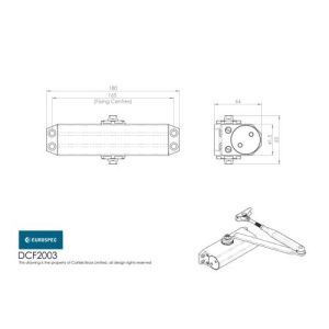 Eurospec DCF2003SV Overhead Door Closer Fixed Size 3 C/W Fig 66 Bracket Silver
