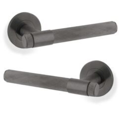 Alexander And Wilks Kingston Knurled Door Handle on Rose 50mm Dark Bronze Pvd - Image 2