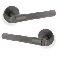 Alexander And Wilks Kingston Knurled Door Handle on Rose 50mm Dark Bronze Pvd