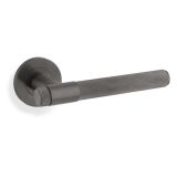 Alexander And Wilks Kingston Knurled Door Handle on Rose 50mm Dark Bronze Pvd