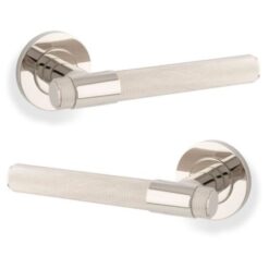 Alexander And Wilks Kingston Knurled Door Handle on Rose 50mm Polished Nickel Pvd - Image 2