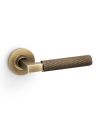 Alexander And Wilks Hurricane Door Handle Knurled On Round Rose Antique Brass AW200AB