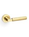 Alexander And Wilks Hurricane Door Handle Knurled On Round Rose Satin Brass Pvd AW200SBPVD