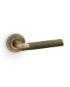 Alexander And Wilks Harrier Door Handle Knurled On Round Rose Antique Brass AW210AB