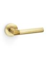 Alexander And Wilks Harrier Door Handle Knurled On Round Rose Satin Brass Pvd AW210SBPVD