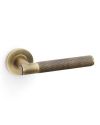 Alexander And Wilks Spitfire Door Handle Knurled On Round Rose Antique Brass AW220AB