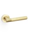 Alexander And Wilks Spitfire Door Handle Knurled On Round Rose Satin Brass Pvd AW220SBPVD
