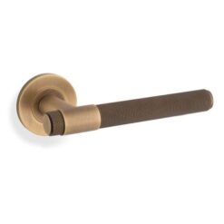 Alexander And Wilks Kingston Knurled Door Handle on Rose 50mm Antique Brass