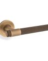 Alexander And Wilks Kingston Knurled Door Handle on Rose 50mm Antique Brass