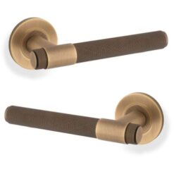 Alexander And Wilks Kingston Knurled Door Handle on Rose 50mm Antique Brass - Image 2