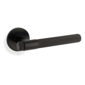 Alexander And Wilks Kingston Knurled Door Handle on Rose 50mm Black