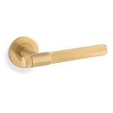Alexander And Wilks Kingston Knurled Door Handle on Rose 50mm Satin Brass Pvd