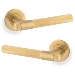 Alexander And Wilks Kingston Knurled Door Handle on Rose 50mm Satin Brass Pvd - Image 2
