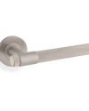 Alexander And Wilks Kingston Knurled Door Handle on Rose 50mm Satin Nickel Pvd