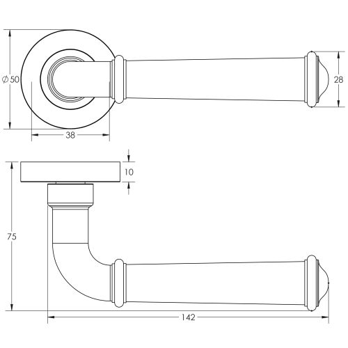 Classic Antique Brass Lever on rose