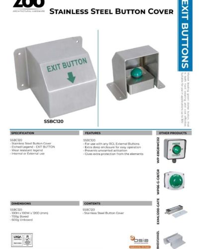 Zoo Hardware External Stainless Steel Button Cover 100 x 100 x 120 mm SSBC120