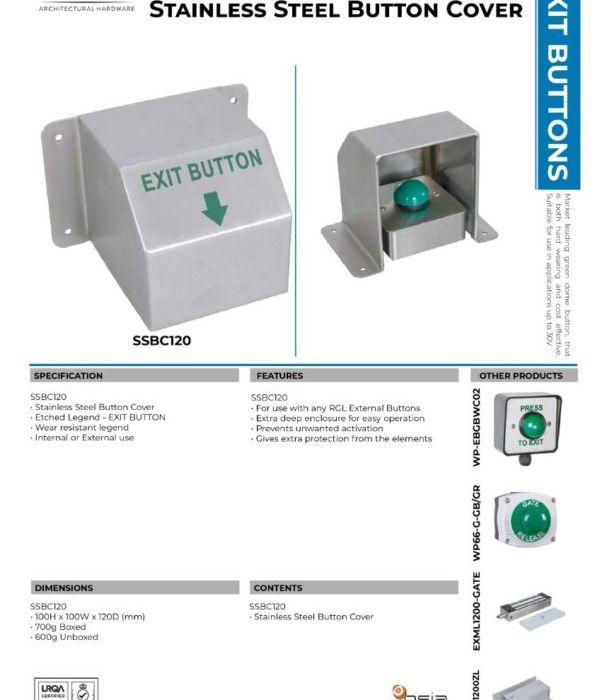 Zoo Hardware External Stainless Steel Button Cover 100 x 100 x 120 mm SSBC120