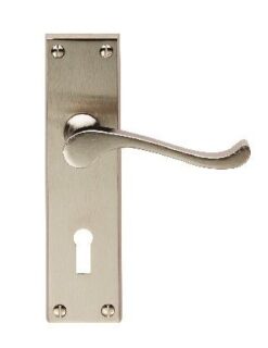 CARLISLE BRASS – CBS54SN-BP VICTORIAN SCROLL LEVER ON BACKPLATE – LOCK 57MM C/C