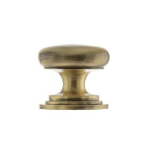 Old English Lincoln Solid Brass Victorian Knob 38mm on Concealed Fix – Antique Brass OEC1238AB
