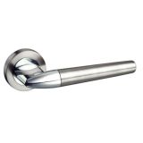 Mediterranean Toulon Lever Door Handle on Round Rose – Satin Nickel/Polished Chrome