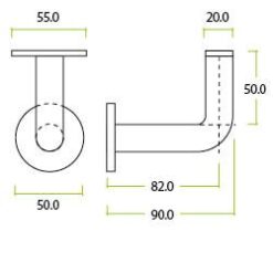 Zoo Hardware ZAS45-PCB Handrail Bracket – Powder Coated Matt Black - Image 2