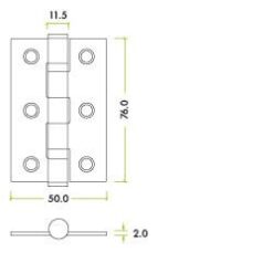 Zoo Hardware ZHSS232-MB Hinges – Ball Bearing 76mm x 50mm x 2mm Square Corner – Matt Black - Image 2