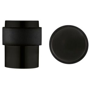 Zoo Hardware ZAS85-PCB Door Stop Floor Mounted – Round Collar – Flat Top – Powder Coated Matt Black